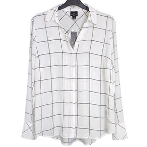 NWT Worthington Petite Check Semi-sheer Blouse Women's‎ PM